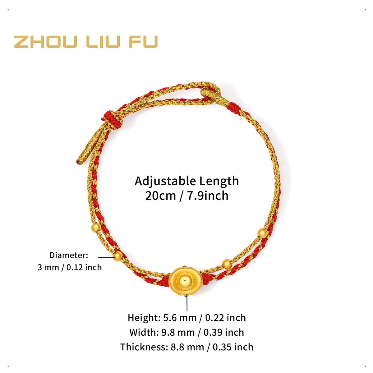 24K Gold String Bracelet Ingot 0.5-0.8g A1734777