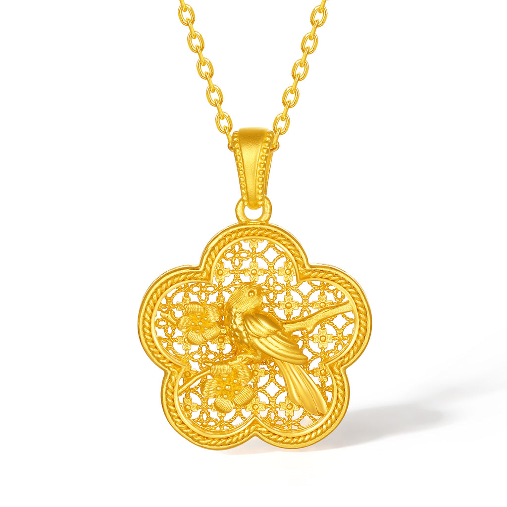 "Chinese Culture Collection - Wood Carving"  24K Gold Pendant   3.41-5.41g A0450085