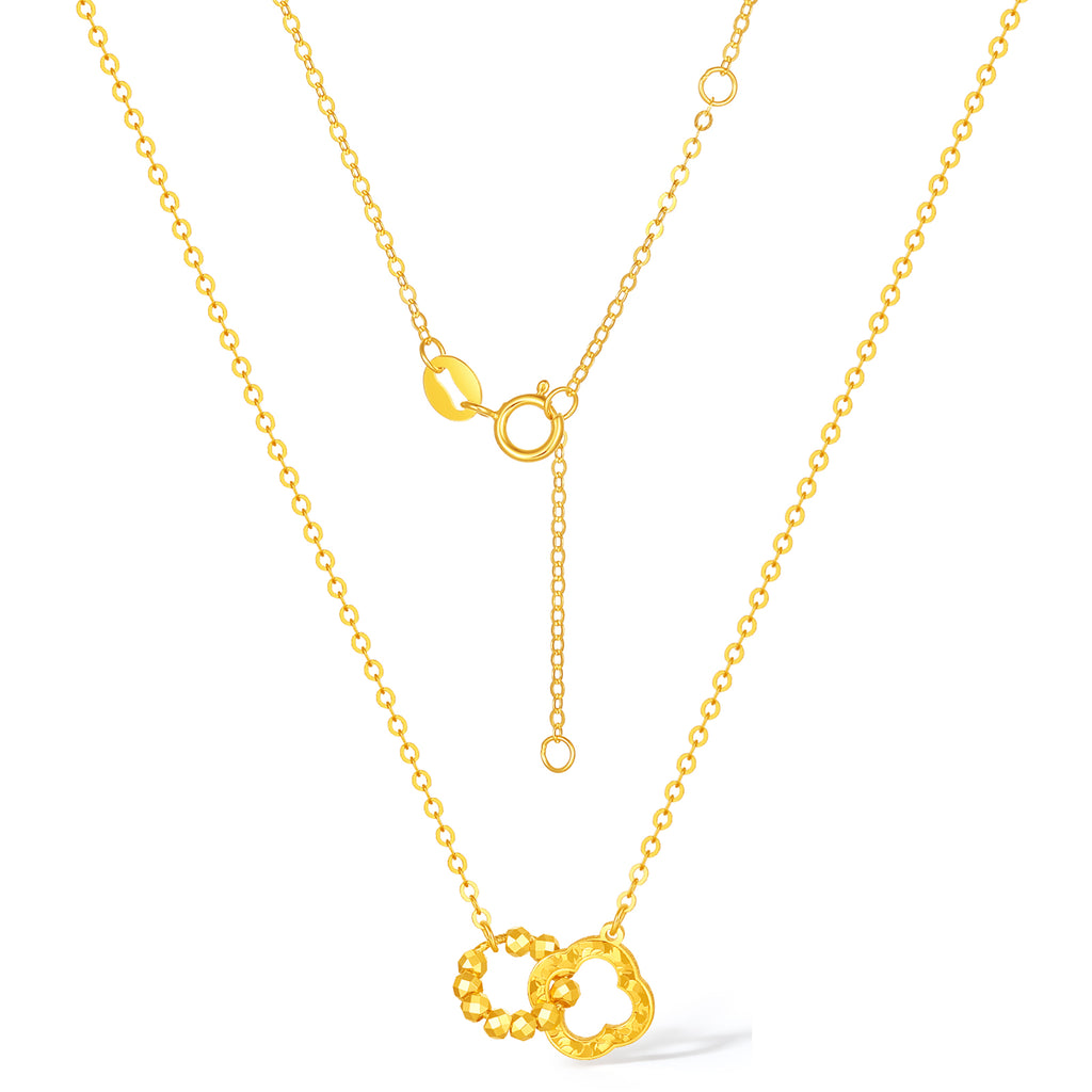 18K Yellow Gold Pendant Necklace Interlocking Circles 1.7-2g C0655032