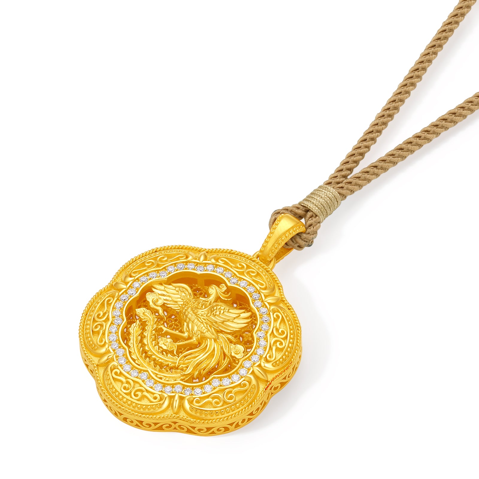 「中華文化典藏 - 木雕」24K 黃金墜飾 鑽石0.005克拉 12.96-15.36克 W0448492