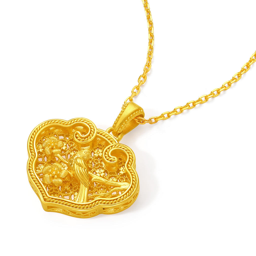 "Chinese Culture Collection - Wood Carving"  24K Gold Pendant   3.03-5.03g A0450086