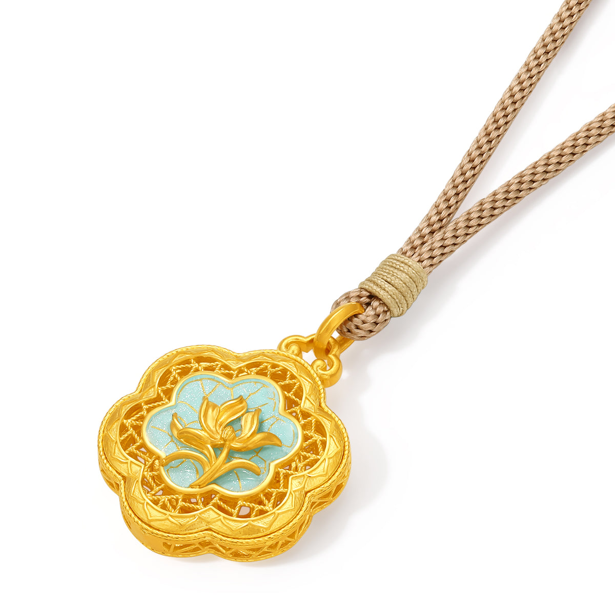 "Chinese Culture Collection - Ru Ware" 999 24K Gold Pendant Floral 5.01-7.01g A0448114