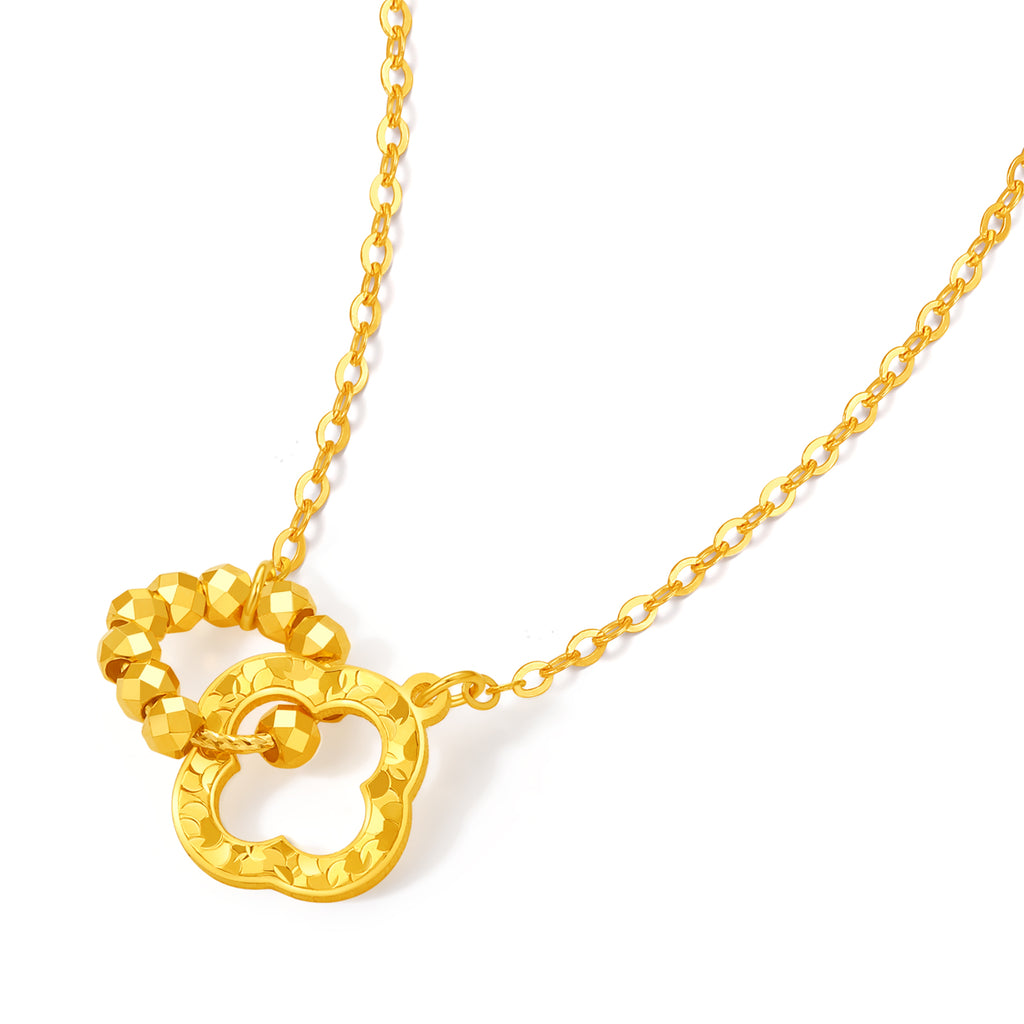 18K Yellow Gold Pendant Necklace Interlocking Circles 1.7-2g C0655032