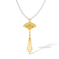 "Chinese Culture Collection - Ru Ware" 24K Gold Pendant Necklace Pearl 3.5-4mm Diamond 0.003-0.005mm 3-3.5mm 8.71-10.71g X0648383