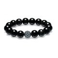 ZHOU LIU FU 13mm Chunky Black Obsidian Beaded Stretch Bracelet for Men, 925 Sterling Silver Fish-Scale Bead Feng Shui Jewelry for Good Luck 7.9in J19116857