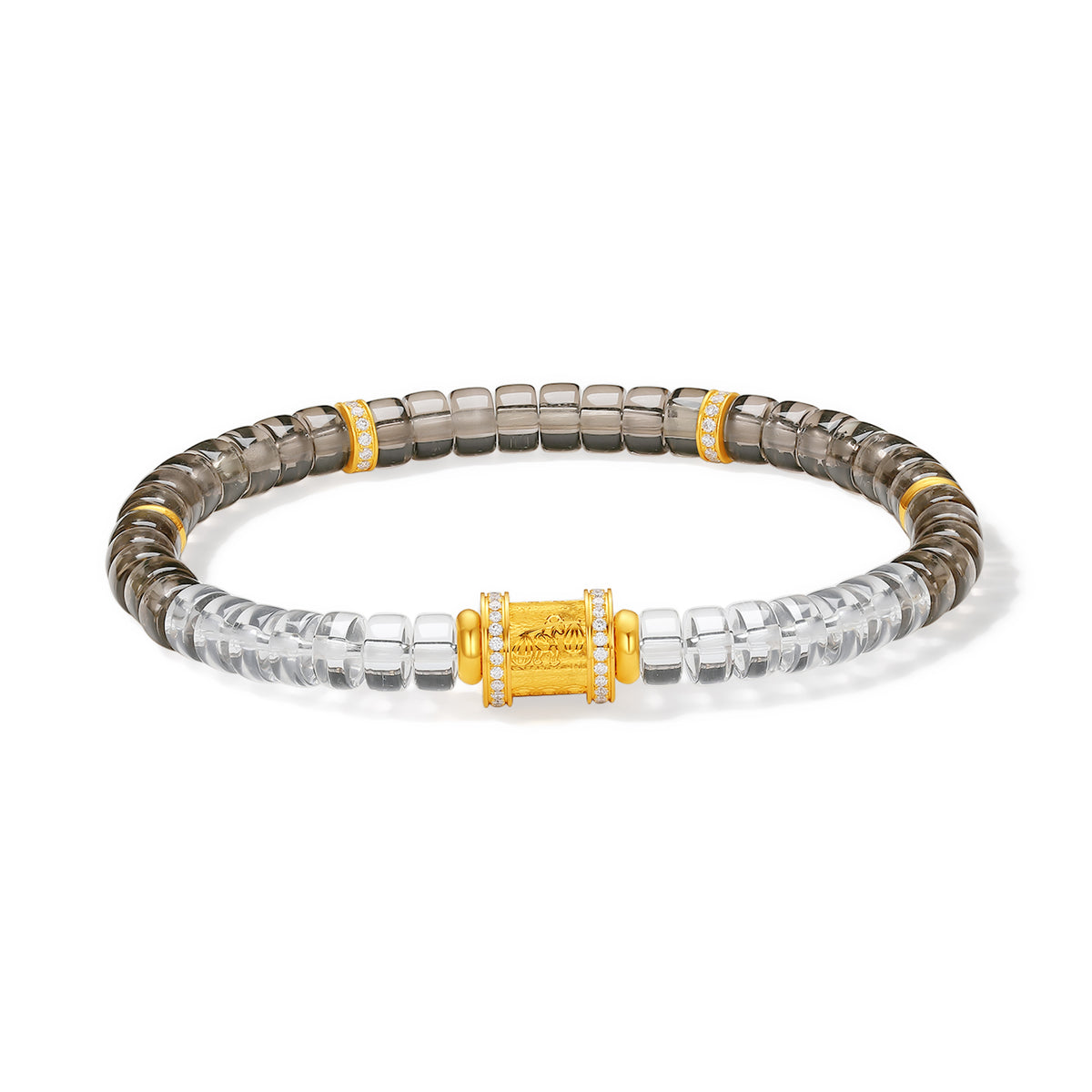 "Chinese Culture Collection - Dan Qing" 999 24K Gold Beaded Bracelet Crystal 5.9-6.4*3.3-3.7mmmm Diamond 0.0056ct Crystal 4.5-7g J1950063