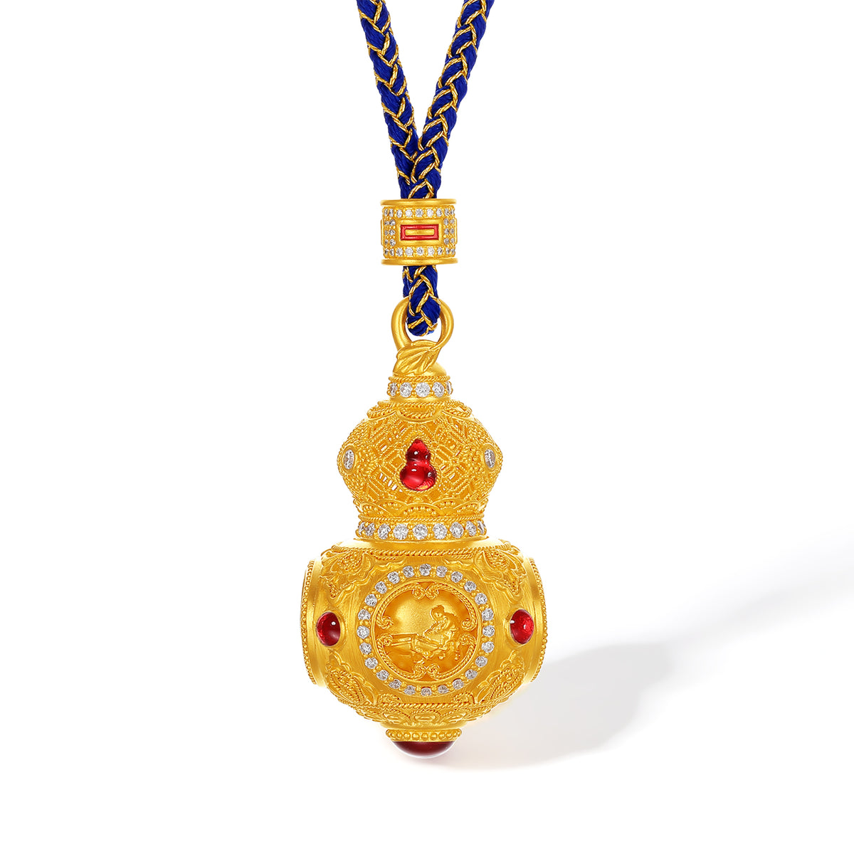 "Chinese Culture Collection - Dan Qing" 999 24K Gold  String Pendant Diamond 0.0045ct Gourd 31-36g W0450081
