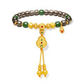 "Chinese Culture Collection - Dan Qing" 999 24K Gold Beaded Bracelet Crystal 7-7.5*6.1-6.6mm Ruby 0.013ct Hetian Jade 6.5-7.0*3.5-4mm Gourd 7.2-10.2g J1950065