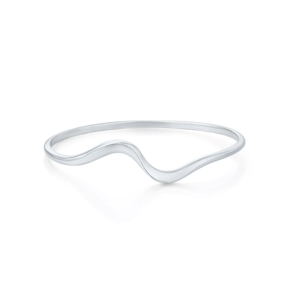 ZHOU LIU FU 925 Sterling Silver Wave Bangle Bracelet for Women - Hypoallergenic Jewelry for Daily Use 58mm/2.2in