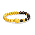 "Jiuhua Mountain" 24K Gold Mixed Beaded Bracelet Diamond Buddha Charm W1935473