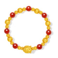 "Jiuhua Mountain" 24K Gold Beaded Bracelet Agate Buddha Sculpture 8-8.5mm 18cm J1935521
