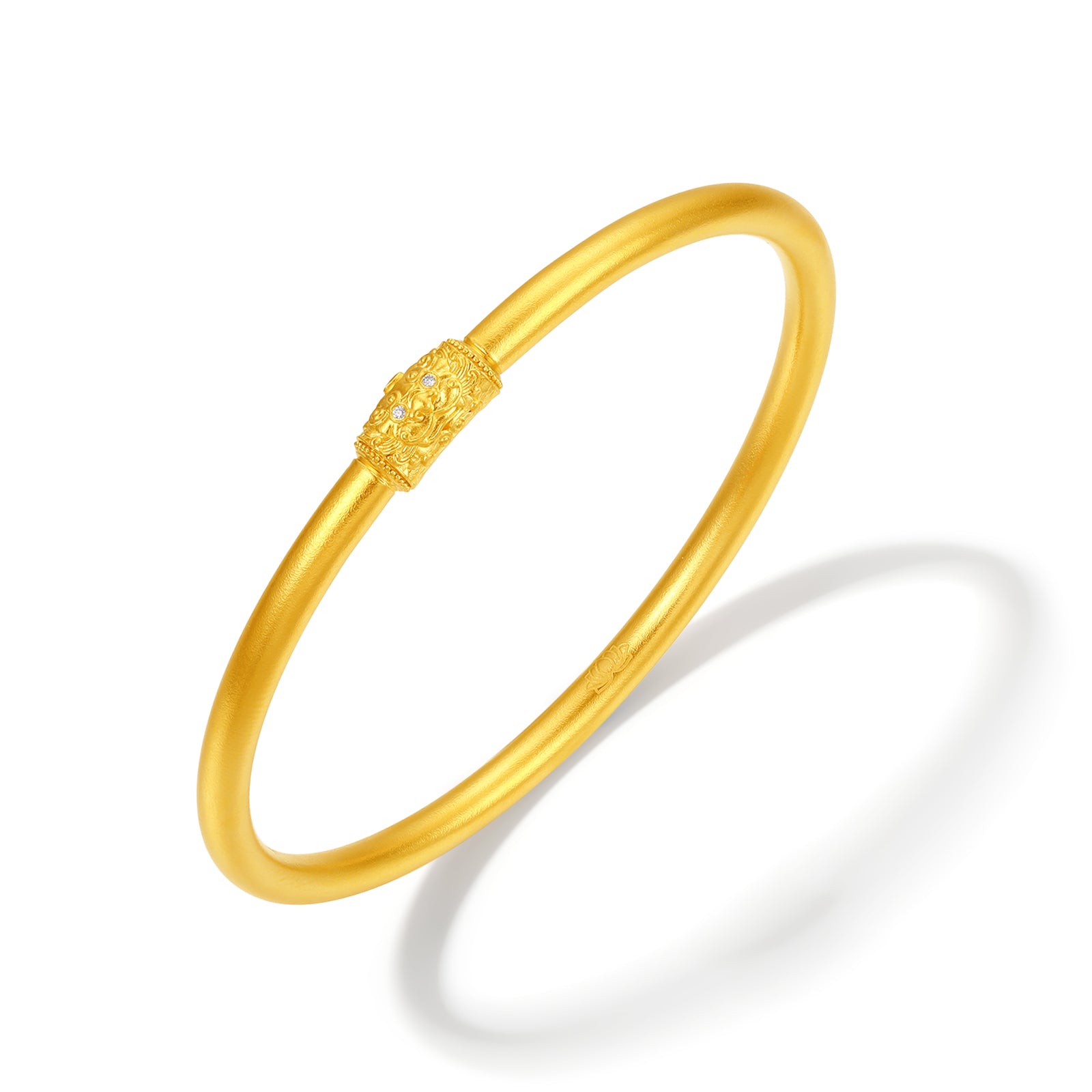 "Jiuhua Mountain" 24K Gold Diamond Lotus Closed Bangle W1034749