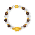 "Jiuhua Mountain" 24K Gold Beaded Bracelet Crystal Wood Buddha Sculpture 8-8.5mm 18cm J1936045