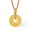 "Jiuhua Mountain" 24K Gold Diamond Filigree Floral Round Pendant 0.0049ct W0436115