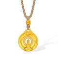 "Jiuhua Mountain" 24K Gold Diamond Buddha Round Pendant 0.0058ct W0430060