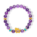 "Chinese Culture Collection - Dan Qing" 24K Gold Beaded Bracelet Amethyst 7.8-8.3mm Diamond 0.0024ct Turquoise 5.8-6.3*2.8-3.3mm Horse 0.9-1.5g J1937268