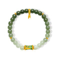 "Chinese Culture Collection - Dan Qing" 24K Gold Beaded Bracelet Hetian Jade 6.5-7*5.8-6.3mm Diamond 0.0033ct   Bamboo 1.9-2.9g Y1937744