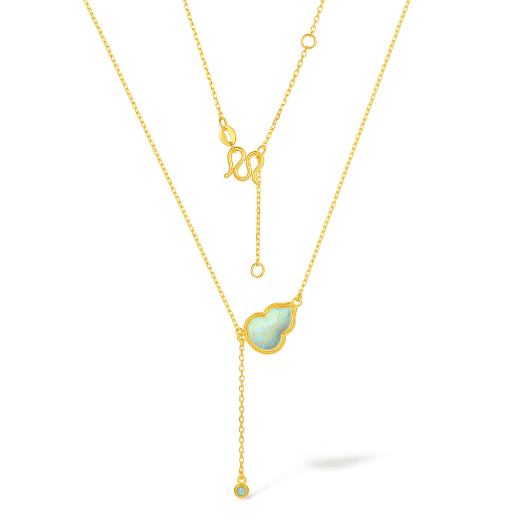 "Chinese Culture Collection - Ru Ware" 24K Gold Pendant Necklace Gourd 4.06-6.06g A0657526