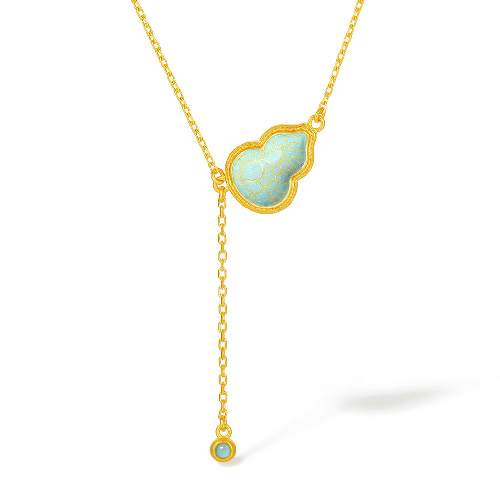 "Chinese Culture Collection - Ru Ware" 24K Gold Pendant Necklace Gourd 4.06-6.06g A0657526