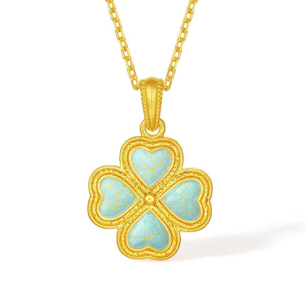 "Chinese Culture Collection - Ru Ware" 24K Gold Pendant Clover 2.31-4.31g A0450083