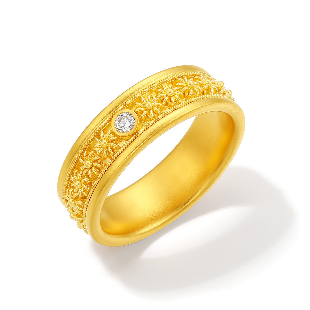 "Chinese Culture Collection - Dan Qing" 999 24K Gold Ring Diamond 0.058ct 11-14g W0150060