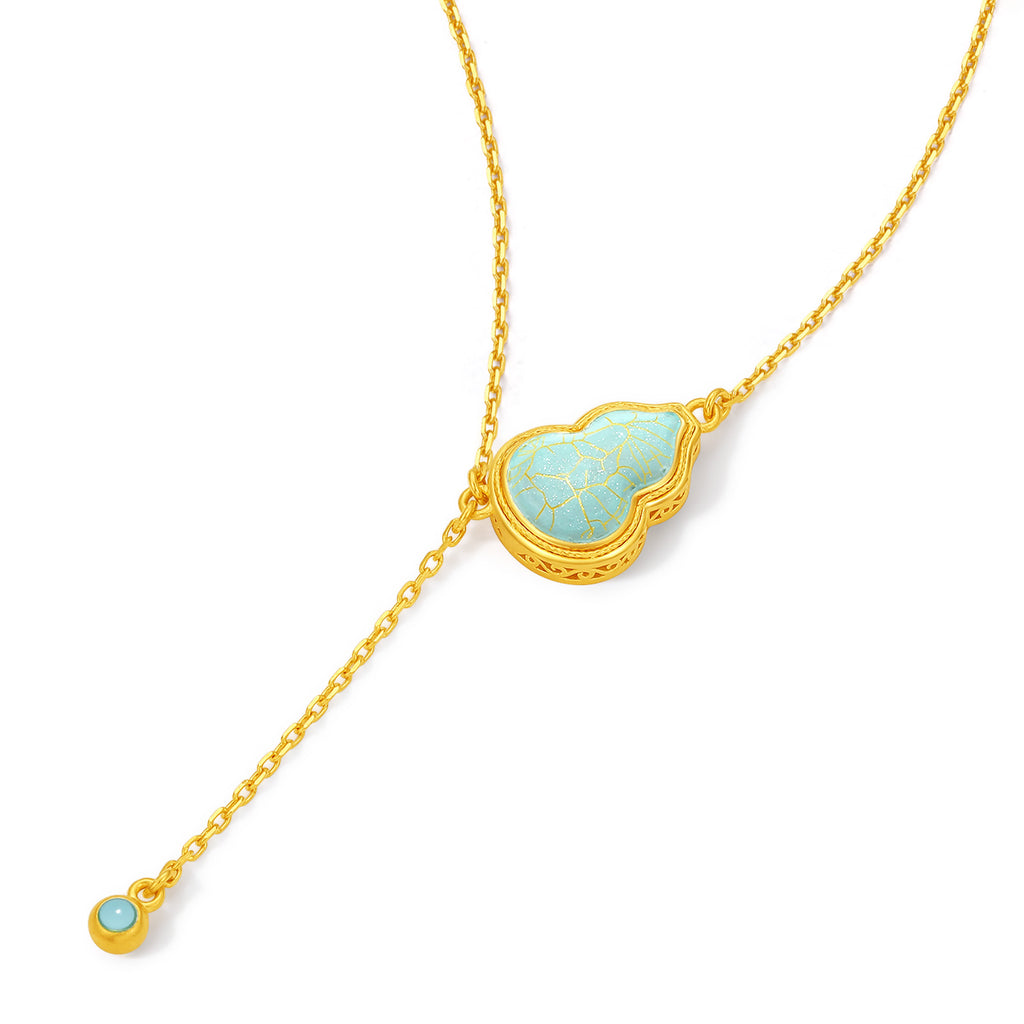"Chinese Culture Collection - Ru Ware" 24K Gold Pendant Necklace Gourd 4.06-6.06g A0657526