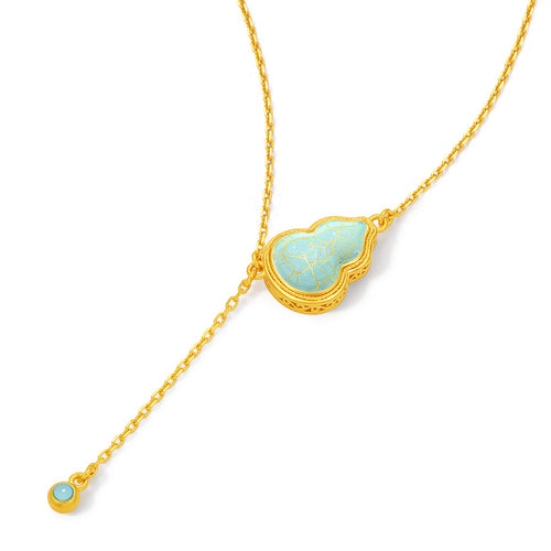 "Chinese Culture Collection - Ru Ware" 24K Gold Pendant Necklace Gourd 4.06-6.06g A0657526