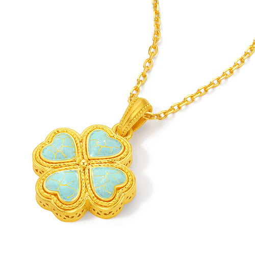 "Chinese Culture Collection - Ru Ware" 24K Gold Pendant Clover 2.31-4.31g A0450083