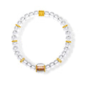 "Jiuhua Mountain" 24K Gold Crystal Beaded Bracelet Engraved Barrel 8*11mm 18cm J1935605