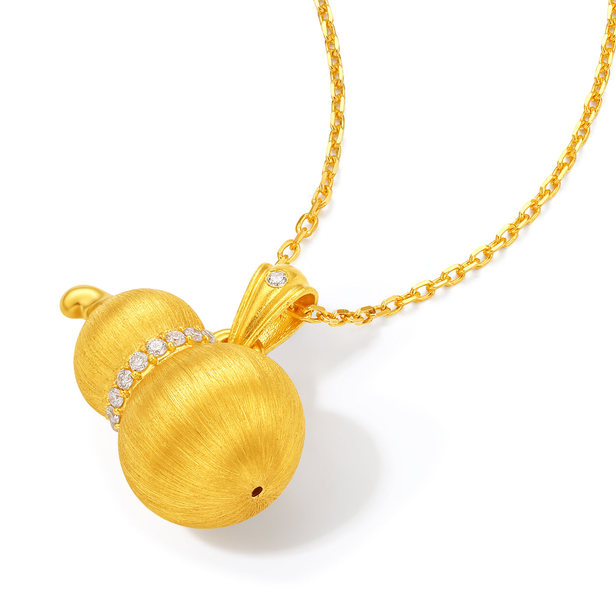 24K Gold Pendant Diamond 0.0061ct Gourd 1.3-1.6g W0448058
