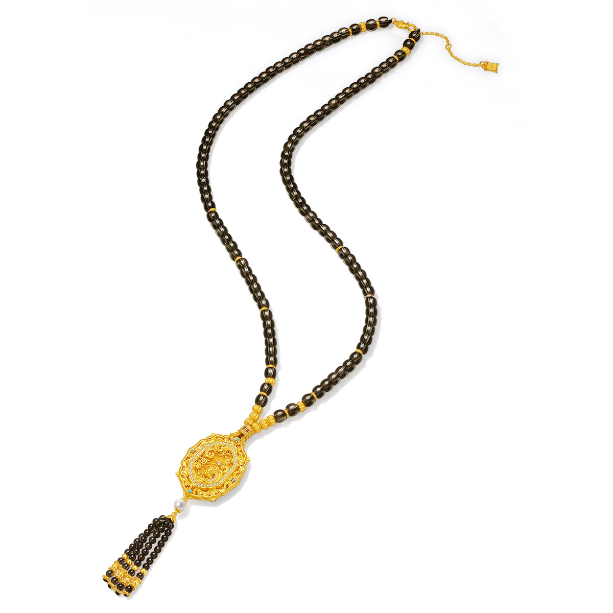 "Chinese Culture Collection - Dan Qing" 999 24K Gold Pendant Necklace Crystal 6-6.5*4.8-5.3mm Crystal 3-3.5mm Diamond 5.5-6mm 44-49g J0649942