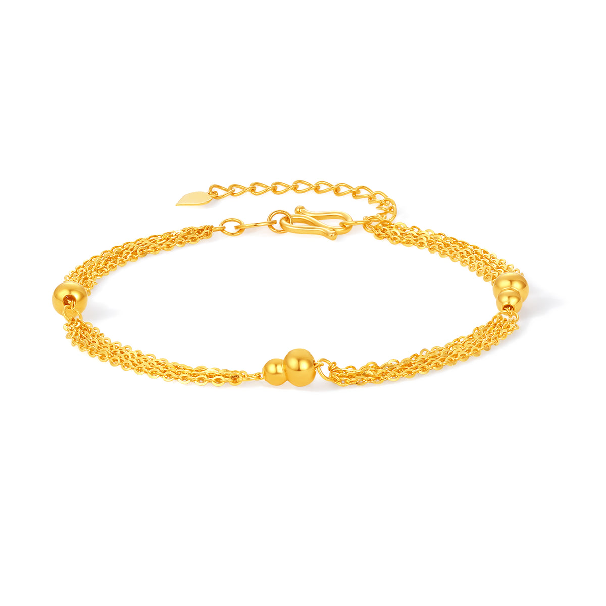 24K Gold Chain Bracelet Gourd 3.5-4.5g A0761197