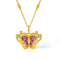 "Chinese Culture Collection - Dan Qing" 24K Gold Pendant Necklace Diamond 0.0084ct Butterfly 12.2-15.2g W0636617