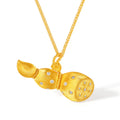 "Chinese Culture Collection - Dan Qing" 24K Gold Pendant Necklace Diamond 0.0073ct 0 0 Lotus Root 10.5-13.5g W0636432
