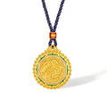 "Chinese Culture Collection - Dan Qing" 24K Gold Pendant Braided Rope Diamond 0.03ct 0.0015ct Dragons & Phoenixes 22-26g W0440499