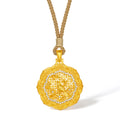 "Chinese Culture Collection - Wood Carving"  24K Gold Pendant  Diamond 0.006ct  0.005ct Flower 12-14g W0448115