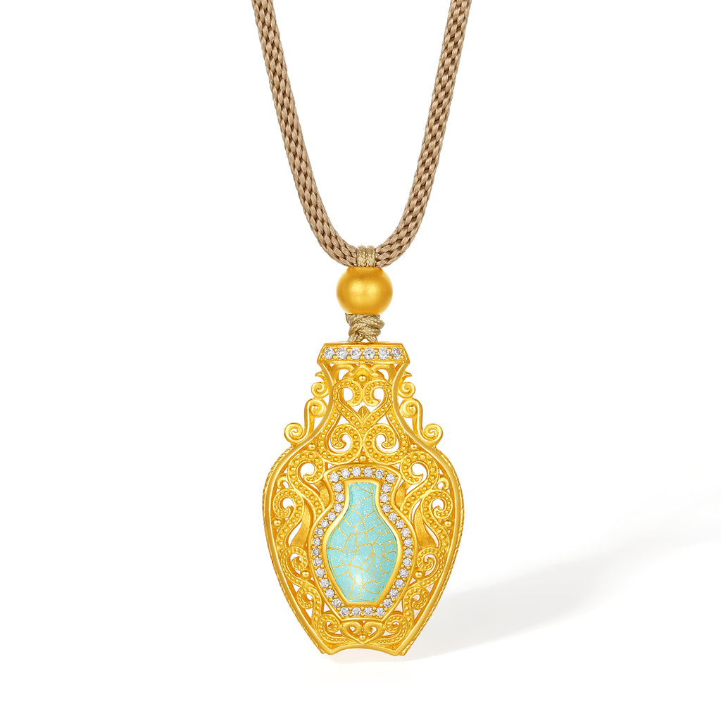 "Chinese Culture Collection - Ru Ware" 24K Gold Pendant Diamond 0.005ct 0.003ct 8.2-10.2g W0448069