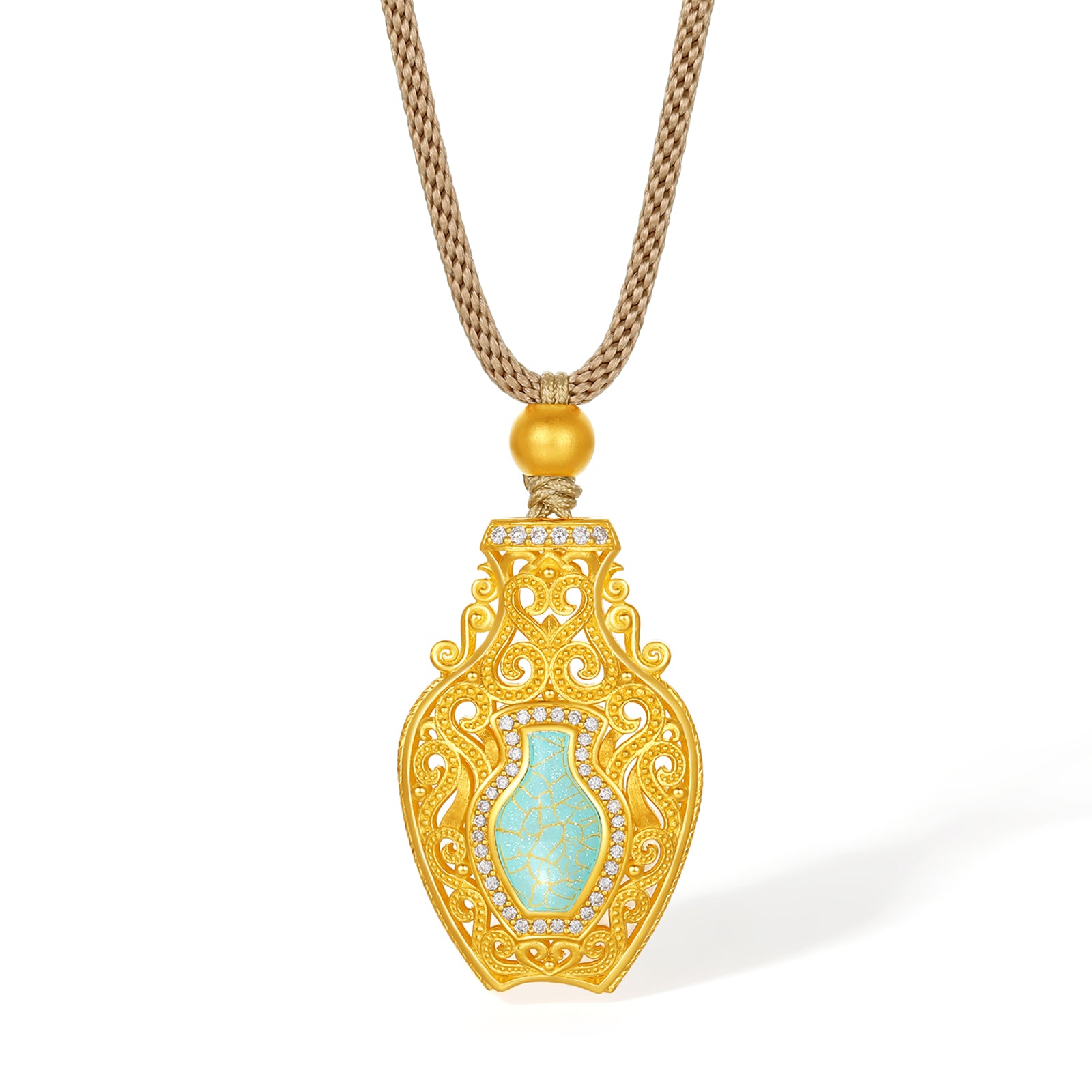 "Chinese Culture Collection - Ru Ware" 24K Gold Pendant Diamond 0.005ct 0.003ct 8.2-10.2g W0448069