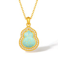 "Chinese Culture Collection - Ru Ware" 24K Gold Pendant Necklace Diamond 0.004ct Gourd 5.28-7.28g W0648071
