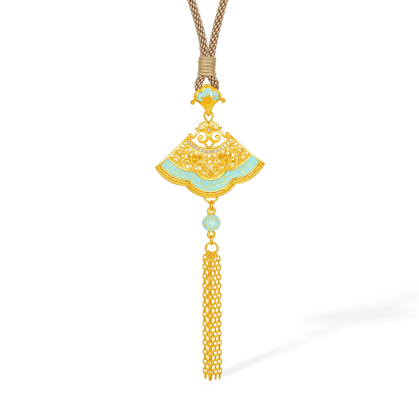 "Chinese Culture Collection - Ru Ware" 24K Gold Pendant Diamond 0.002ct Ruyi 6.43-8.43g W0448088