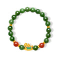 "Chinese Culture Collection - Dan Qing" 24K Gold Beaded Bracelet Hetian Jade 7.8-8.3mm Diamond 0.0025ct Agate 0 Horse 1.1-1.65g Y1937267