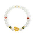 "Chinese Culture Collection - Dan Qing" 24K Gold Beaded Bracelet Hetian Jade 7.8-8.3mm Diamond 0.0026ct 5.8-6.3*2.8-3.3mm Horse 1.1-1.6g Y1937270
