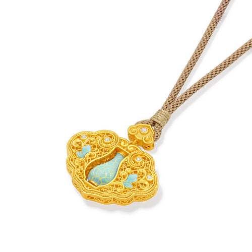 "Chinese Culture Collection - Ru Ware" 24K Gold Pendant Diamond 0.011ct 0.007ct Ruyi 8.86-10.86g W0448074