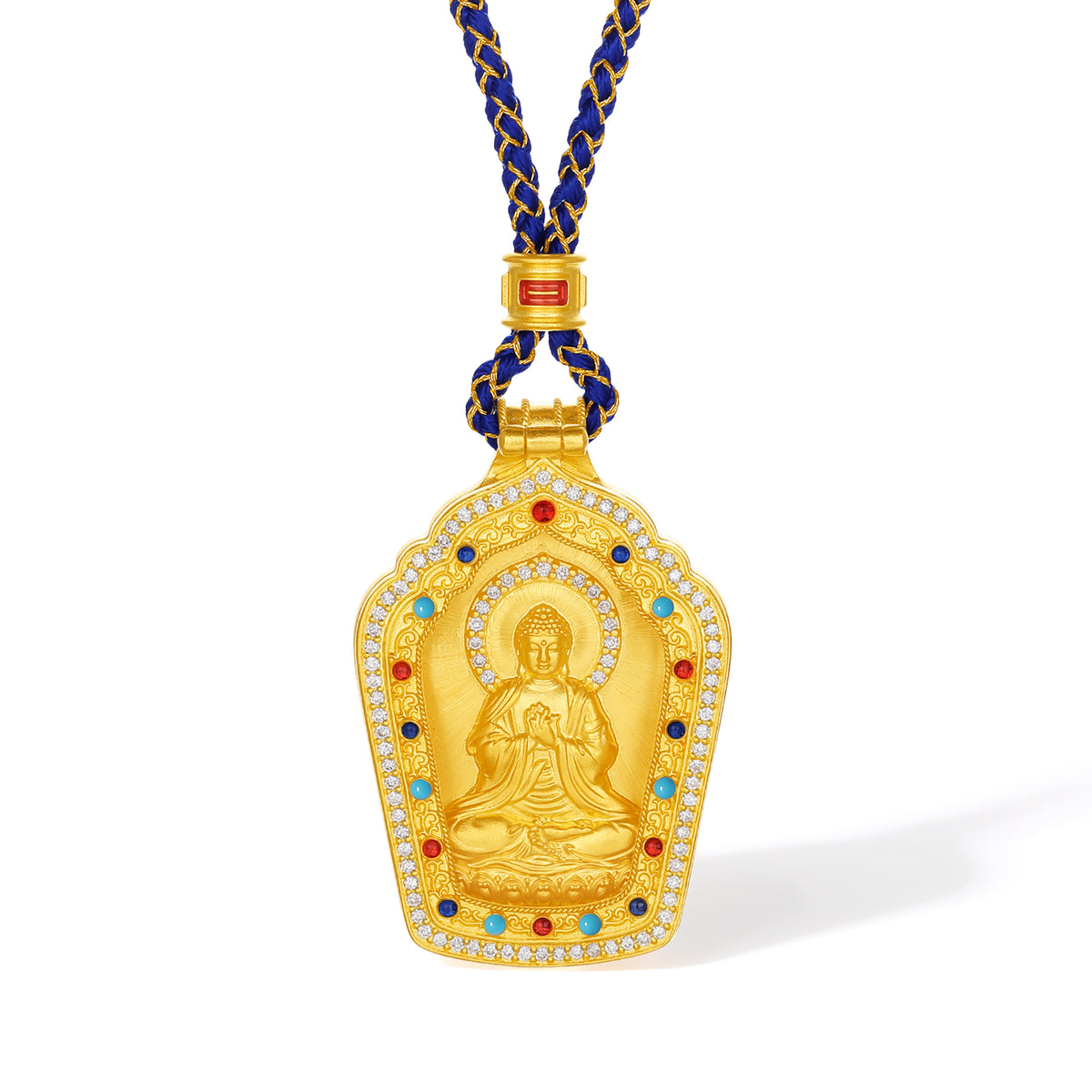 "Chinese Culture Collection - Dan Qing" 999 24K Gold  String Pendant Diamond 0.0022ct Crystal 13.85*21.31*0.65mm 19.5-23.5g W0450078