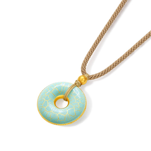 "Chinese Culture Collection - Ru Ware" 24K Gold Pendant Peace Lock 4.43-6.43g A0448063