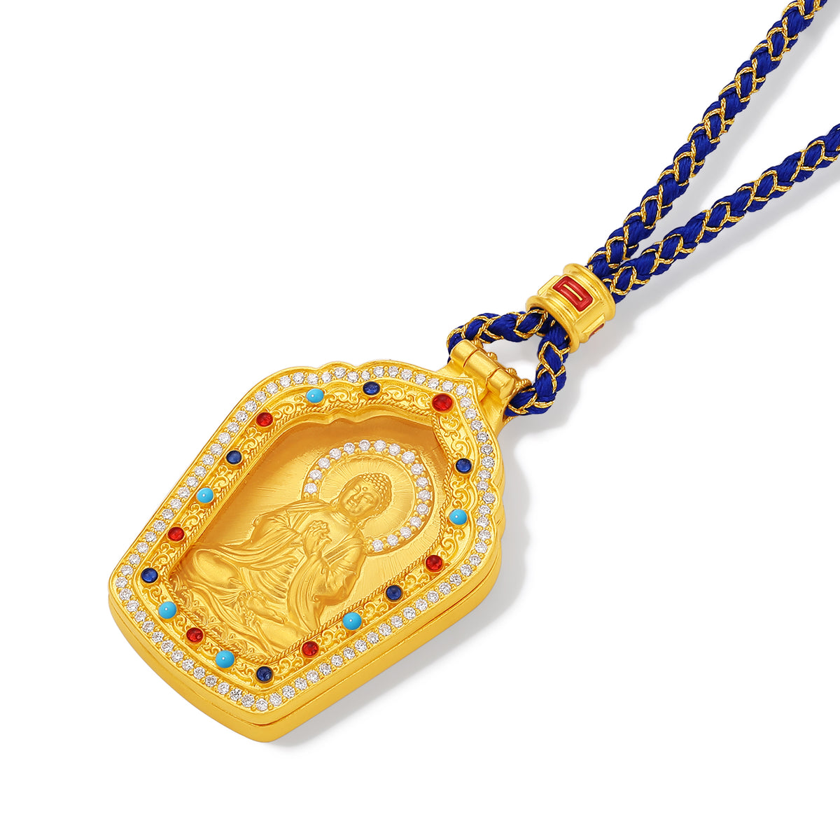 "Chinese Culture Collection - Dan Qing" 999 24K Gold  String Pendant Diamond 0.0022ct Crystal 13.85*21.31*0.65mm 19.5-23.5g W0450078