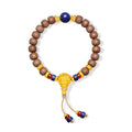 "Jiuhua Mountain" 24K Gold String Bracelet Wood Lapis Lazuli Buddha Tassel 10-10.5mm 18cm A1935608