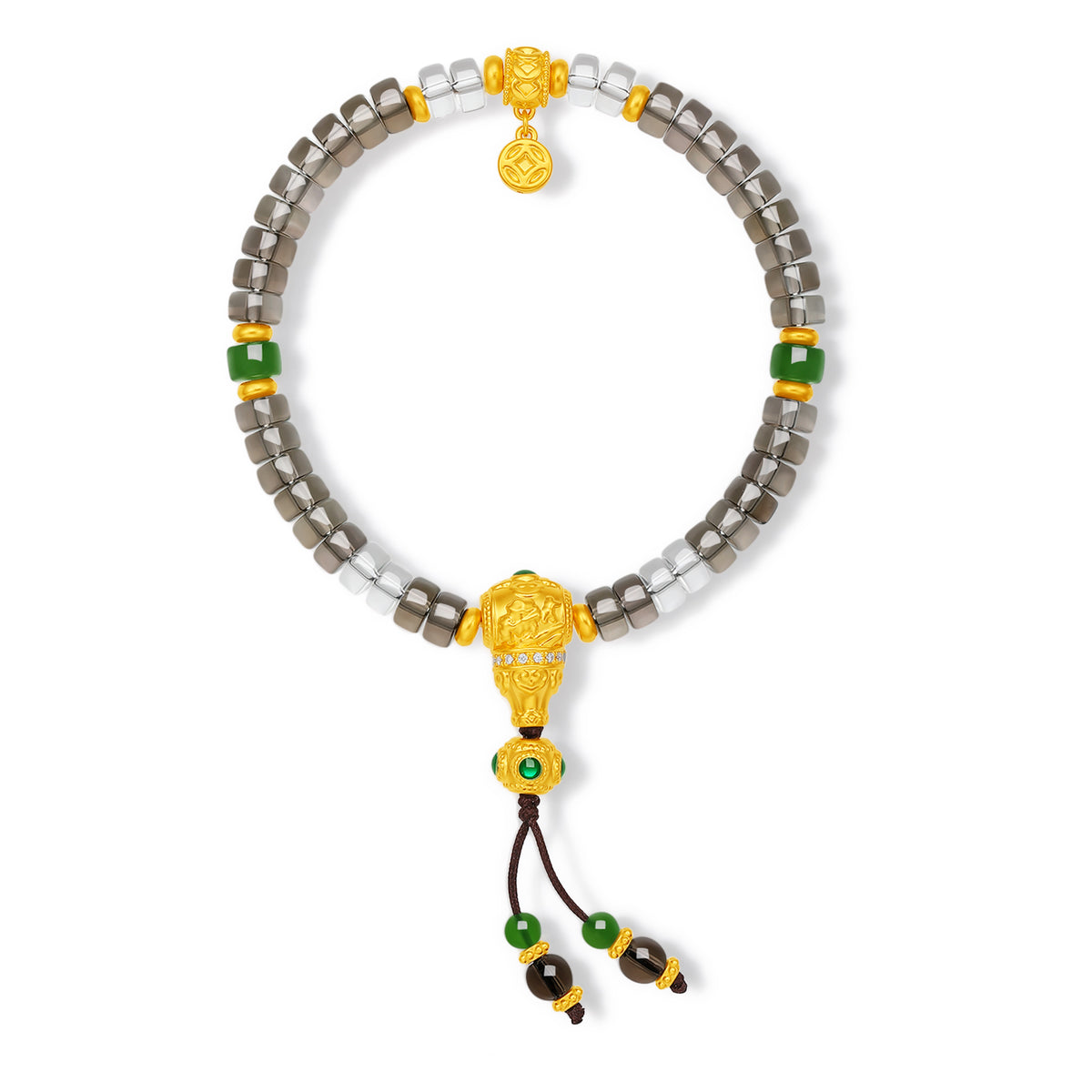 "Chinese Culture Collection - Dan Qing" 999 24K Gold Beaded Bracelet Crystal 6-6.5*3.2-3.7mm Crystal 5-5.5mm Crystal 0.0054ct Coin 4.5-6.5g J1950069