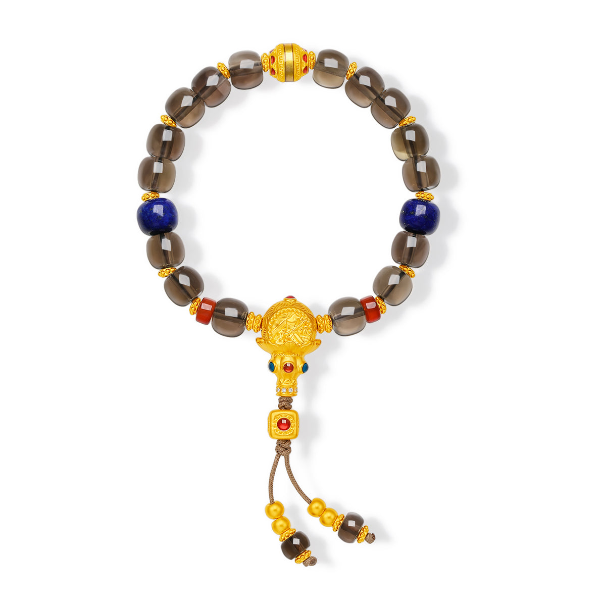 "Chinese Culture Collection - Dan Qing" 999 24K Gold Beaded Bracelet Crystal 7.8-8.3mm*7.0-7.5mm Diamond 0.0039ct Lazurite 6.0-6.5*4.0-4.5mm Gourd 7.5-10.5g J1950045