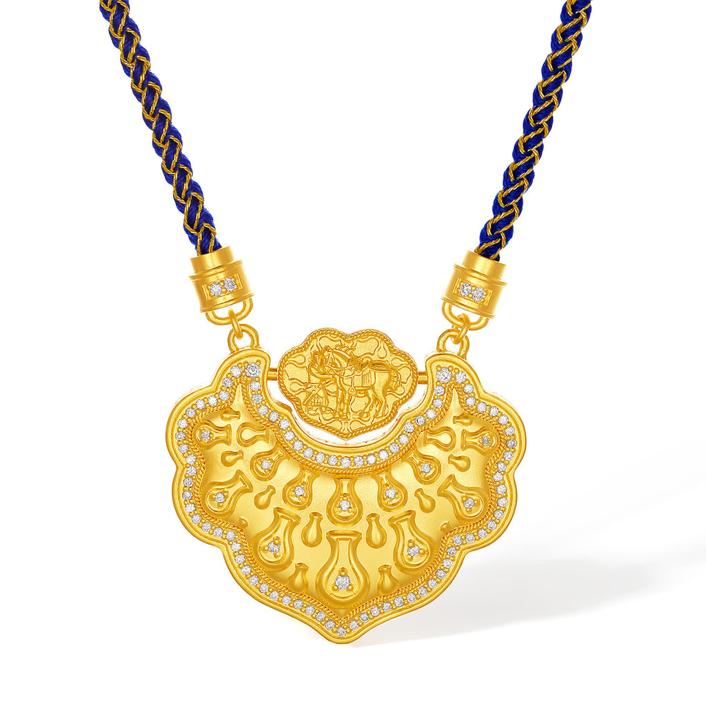 "Chinese Culture Collection - Dan Qing"999 24K Gold Pendant Diamond 0.0039ct 0.003ct Ruyi 32-37g W0449931